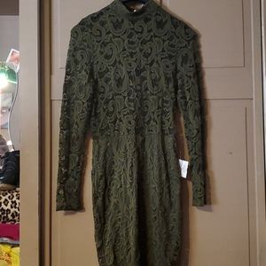 Olive Green see-through dress